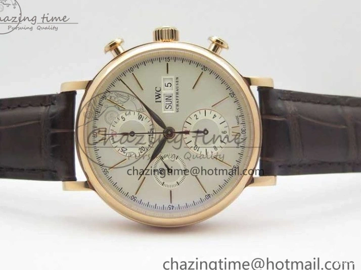 MIROTIME 0220 Efficient Portofino Chrono RG ZF 1:1 Best Edition White Dial on Brown Leather Strap A 7151